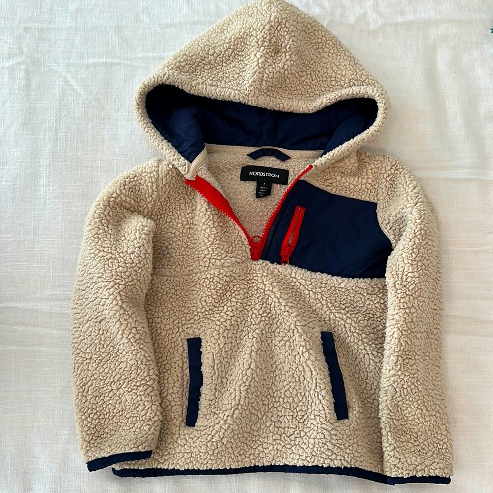 Size 3 Boys Toddler Fleece Quarter Zip Jacket by Nordstrom - Great Condition 3T
